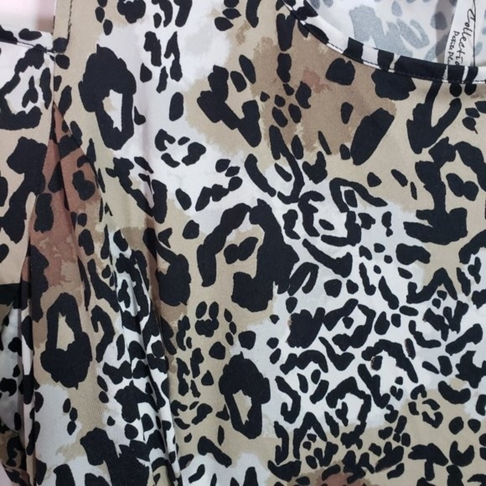 NY Collection Plus Size 3X Cold Shoulder Asymmetric Print Maxi Dress (AG) - Picture 3 of 7